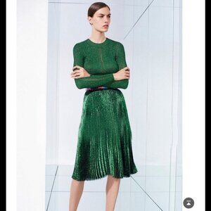 Beautiful Green Color Sparkles & Pleats Skirt Set